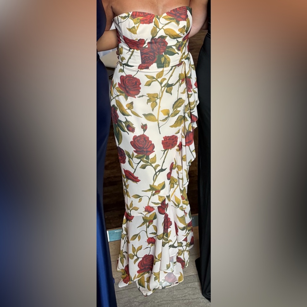 Dress the Population Strapless Red Floral Dress